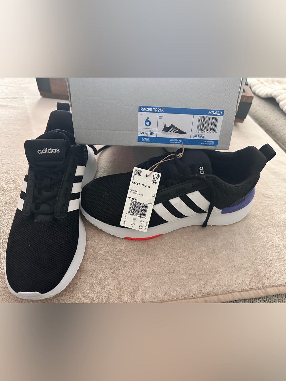 adidas Kids Black and White Racer TR21 K Sneakers